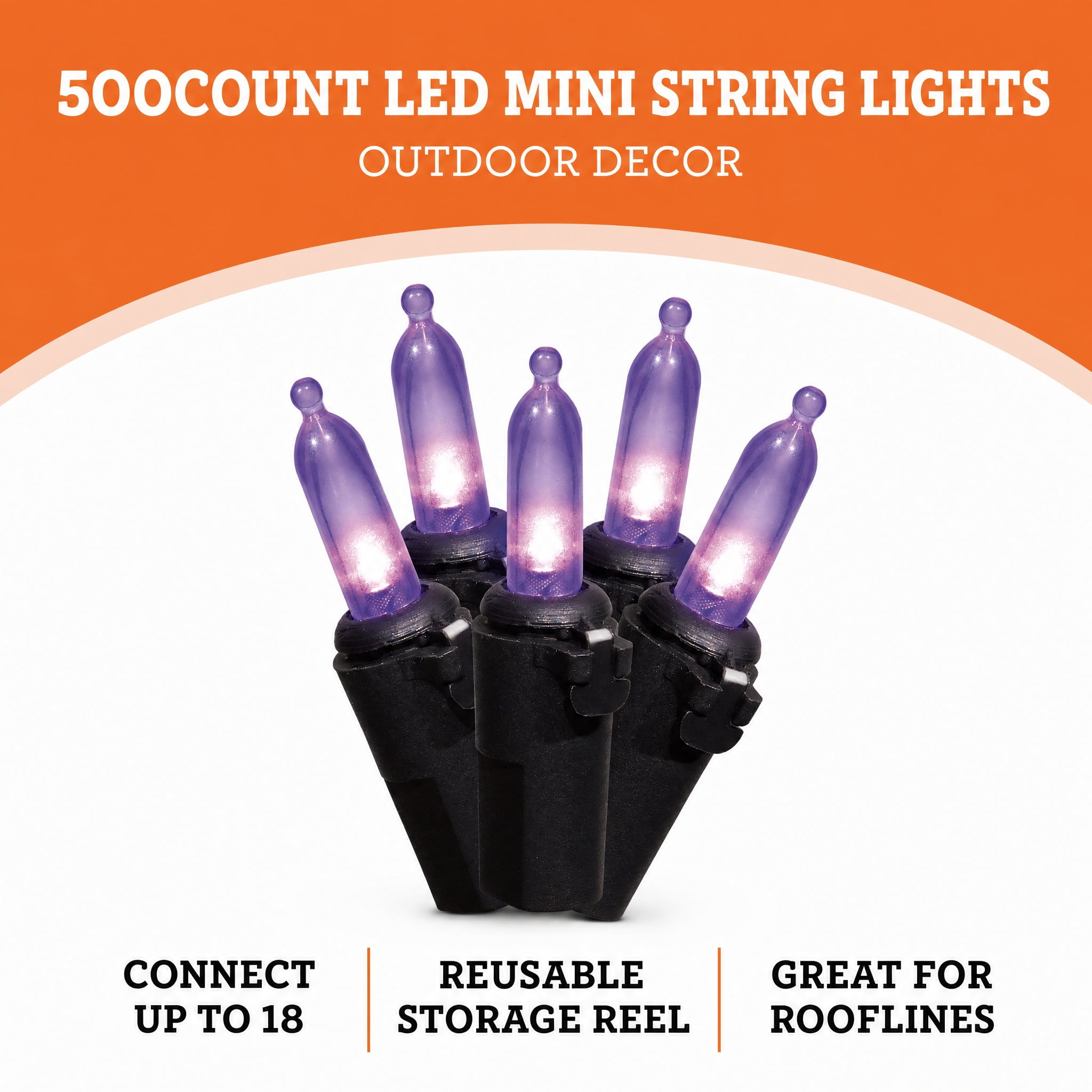 Indoor/Outdoor 500-Count LED Mini String Lights, Purple, 98.5', Halloween by Way To Celebrate