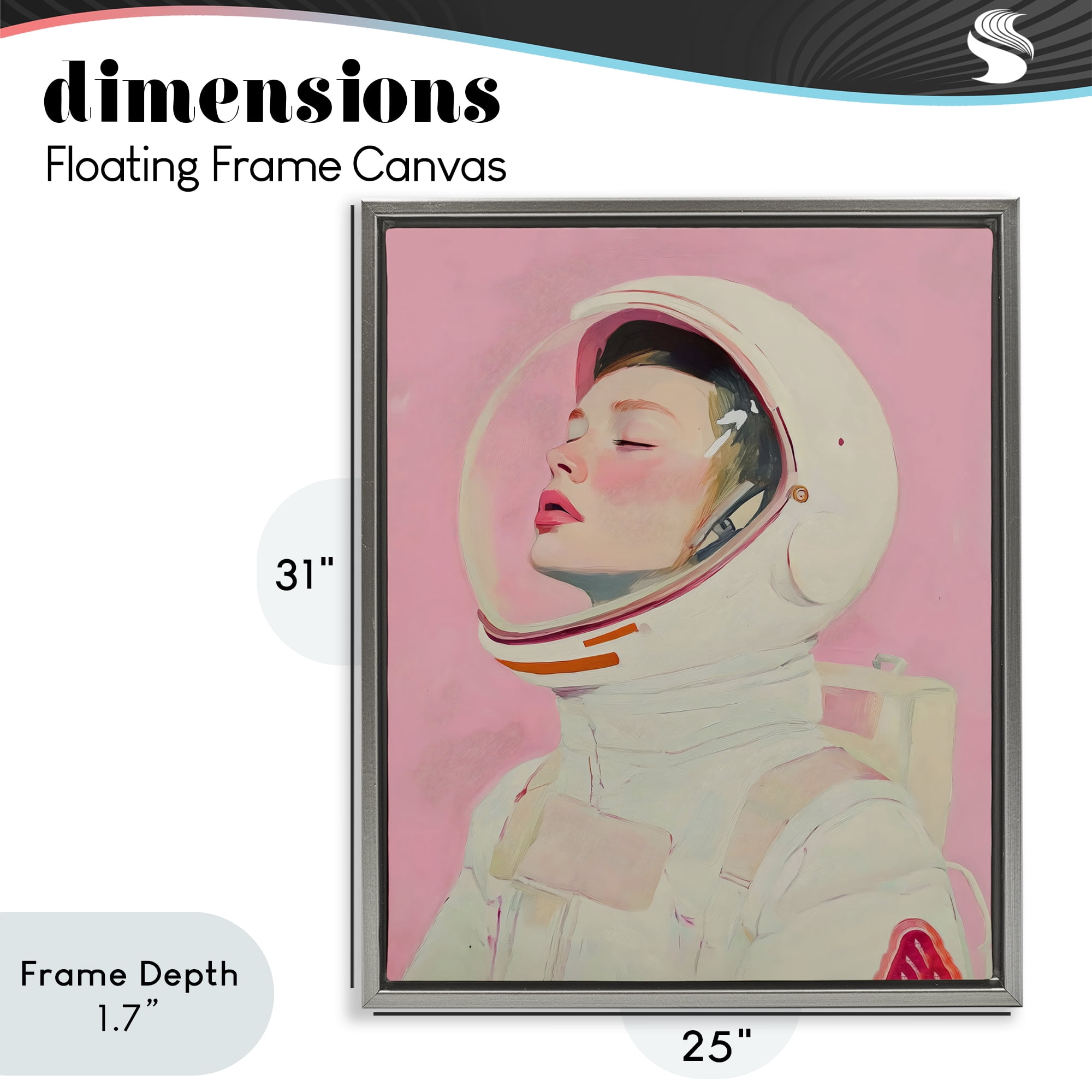 Stupell Industries Pink Astronaut Girl Gray Framed Floater Canvas Wall Art, design by The Prints Vibe