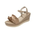 thumbnail image 2 of Viluyesy Womens Espadrilles Sandals, Open Toe Ankle Strap Ruffled Summer Elegant Wedge Shoes Beige, 2 of 7