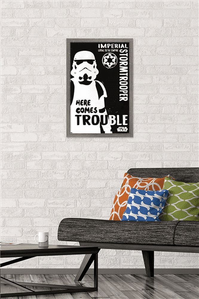 Star Wars: Saga - Stormtrooper Trouble Wall Poster, 14.725" x 22.375", Framed