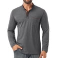 thumbnail image 4 of GIRUNS Men's Henley Shirts Long Sleeve Button T-Shirt Casual Stylish Cotton Pullover Shirt with Pocket Dark Gray L, 4 of 6