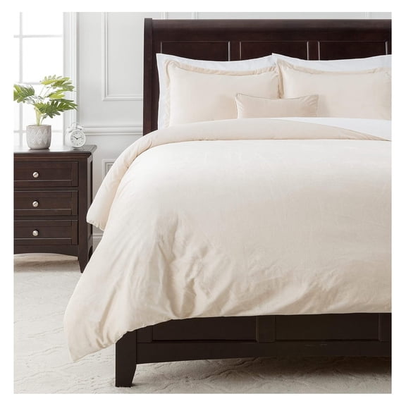 YOSITiuu Premium Velour Velvet Duvet Cover Set - Duvet Cover (68” x 90”) & 1 Pillow Sham (20” x 26”) - 2-Piece Set - Ivory, Size