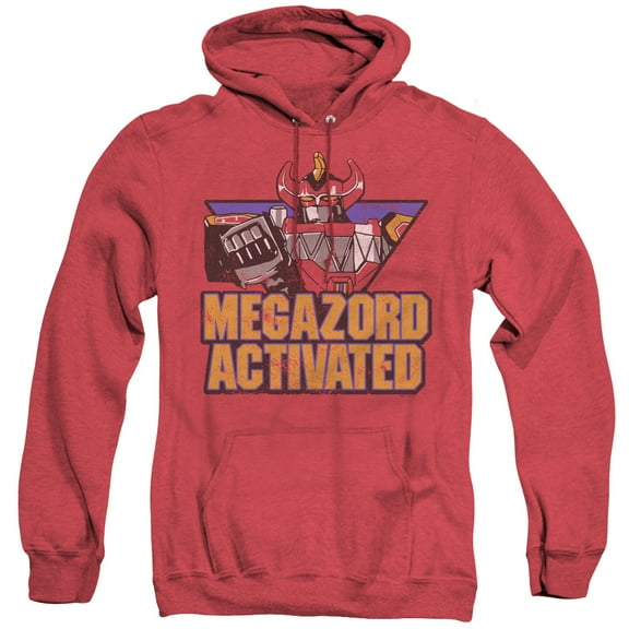 Power Rangers Megazord Activated Adult Heather Hoodie Sweatshirt Red
