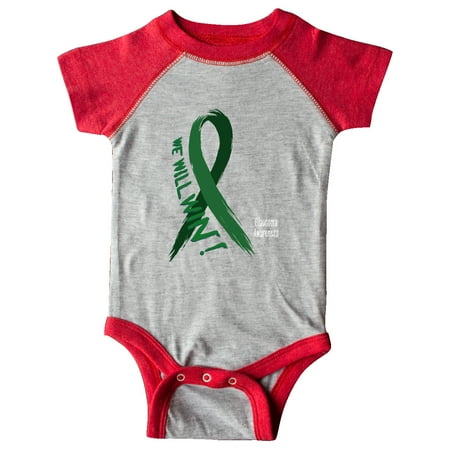 

Inktastic Glaucoma Awareness We Will Win Green Ribbon Gift Baby Boy or Baby Girl Bodysuit