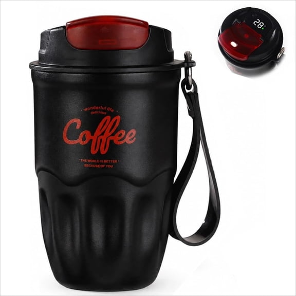 Borikise Stainless Steel Insulated Coffee Travel Mug, Double Wall Vacuum Thermal Red Flask for 12 Hours Hot and Cold Drinks in Office