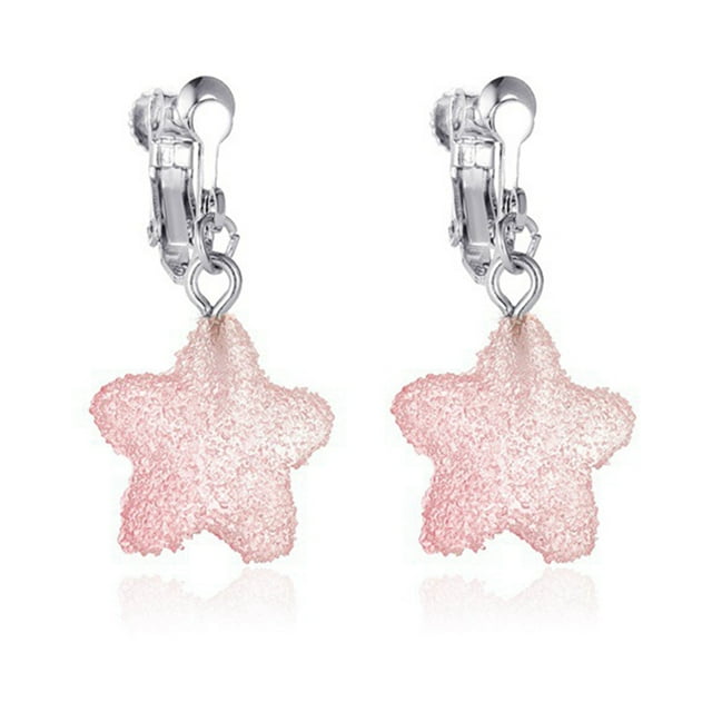 Star Dangle Earrings Creative Five-pointed Star Drop Earrings Clip on Earrings