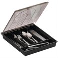 thumbnail image 1 of Silverware Container with Removable Lid, Countertop silverware holders Plastic Silverware Tray for Drawer, 5 Compartments Flatware Organizer (Black), 1 of 6