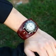 thumbnail image 4 of Flmtop Vintage Femmes Hommes Punk Similicuir Cadran Rond Quartz Bracelet Montres-Bracelets, 4 of 10