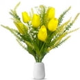 thumbnail image 3 of Scheam Yellow Tulips Artificial Flowers,Plastic Fake Lavender Mixed Bouquet,,Wedding Table Centerpieces Floral Arrangements,for Decoration Home Birthday Party 12 Pieces, 3 of 6