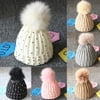 SUNSIOM Newborn Baby Boy Girls Winter Warm Double Fur Pom Bobble Knit Beanie Hats Cap