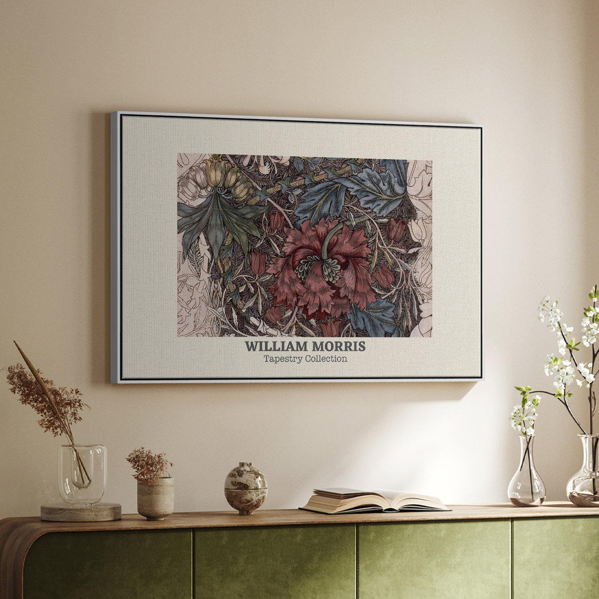 Vintage Abstract Print-XL Framed in White Wood Gallery Wrapped Canvas 25 in. x 37 in.