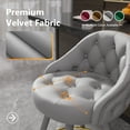 thumbnail image 5 of Ninecer Velvet Swivel Bar Stools Set of 4, 26" Counter Height Tufted Bar Chairs with Low Back, Round Upholstered Seat, Gold Legs, Footrest, 300lbs Capacity for Kitchen Island, Grey, 5 of 7