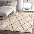 thumbnail image 2 of nuLOOM Sheba Cotton Diamond Shag Area Rug, 4 x 6, Ivory, 2 of 4