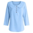 thumbnail image 5 of vigerkar Womens Floral Embroidered Long Sleeve Shirt Peter Collar Dressy Casual Blouse Shirts (Sky Blue, S), 5 of 7