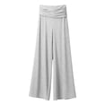 thumbnail image 6 of Pants for Women Coral Fold Over Yoga Pants Solid Wide Leg Loose Fit Ruched Waist Pants for Yoga Sports Everyday Yoga Pants Women, 6 of 8