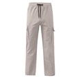 thumbnail image 4 of SJLDQY Boys' Cargo Pants Elastic Waist Drawstring Wide leg Pants Solid Color Casual Loose Trousers with Pockets, 4 of 5