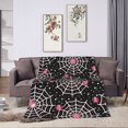 thumbnail image 6 of DouZhe Ultra-Soft Micro Fleece Lightweight Flannel Bed Blanket, Halloween Pink Spider Web Print Cozy Warm Throw Blankets, 80"x60", 6 of 7