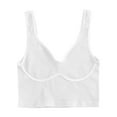 thumbnail image 4 of Gpoecd Womens Athletic Tank Tops Ribbed Workout Yoga Racerback Camisole Lightweight Wicking Activewear Top Camisole with Built In Bra White,S, 4 of 5