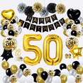 thumbnail image 1 of Decoración Para 50 Cumpleaños Globos, Color Oro, Negro, 1 of 5