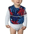 thumbnail image 4 of Bingfone Mess-Proof Baby Bib - Waterproof Bib for Baby Boy or Girl with Food Catcher Pocket, Unisex-Red White Blue Fireworks, 4 of 6