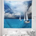 thumbnail image 1 of Blue Tapestry, Sailing After a Storm Transportation Colorful Outdoors Hobby Cloudscape, Fabric Wall Hanging Decor for Bedroom Living Room Dorm, 5 Sizes, Blue Grey Blue White, by Ambesonne, 1 of 1