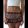 thumbnail image 1 of Minifalda de Encaje Y2K para Mujer, de Tiro Bajo, con Estampado de Leopardo, con Volantes en Contraste, Corta y Holgada, Estilo Enagua. Color Café L, 1 of 3