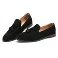 thumbnail image 4 of Santimon Men Tassel Loafers Fashionable Matte Leather Dress Shoes for Wedding Prom Party Formal Occasions Black US 7.5, 4 of 8