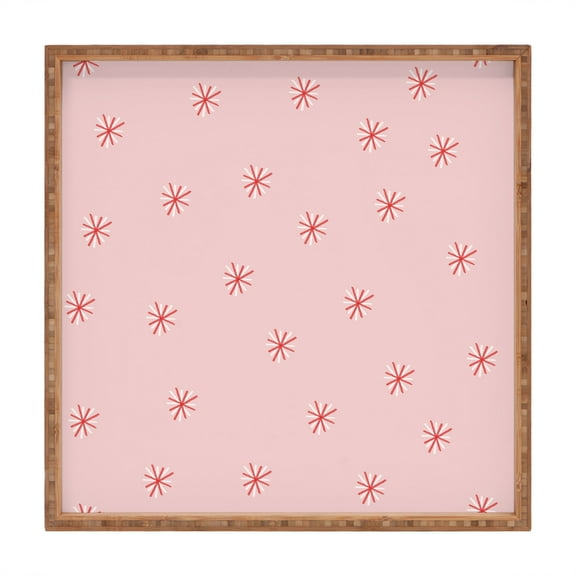 Society6 Hello Twiggs Candy Cane Stars Large Square Bamboo Tray