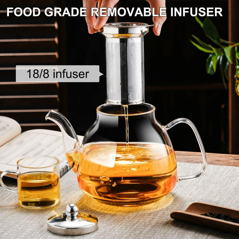 PARACITY Glass Teapot Stovetop 34 OZ Borosilicate Clear Tea