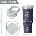 thumbnail image 4 of Floral 30oz Handheld Travel Tumbler with Handle – Double Wall Stainless Steel Insulated Cup, Flip Straw Lid, Leak-Proof & BPA-Free, Durable Hot & Cold Drink Mug,Thanksgiving, Xmas, Spring ,Flower, 4 of 6