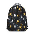 thumbnail image 3 of Football and Trophy Black Pattern Backpack for School, Cute School Bag with Adjustable Shoulder Straps and Padded Back, 15.3"x11"x7.1", 3 of 5