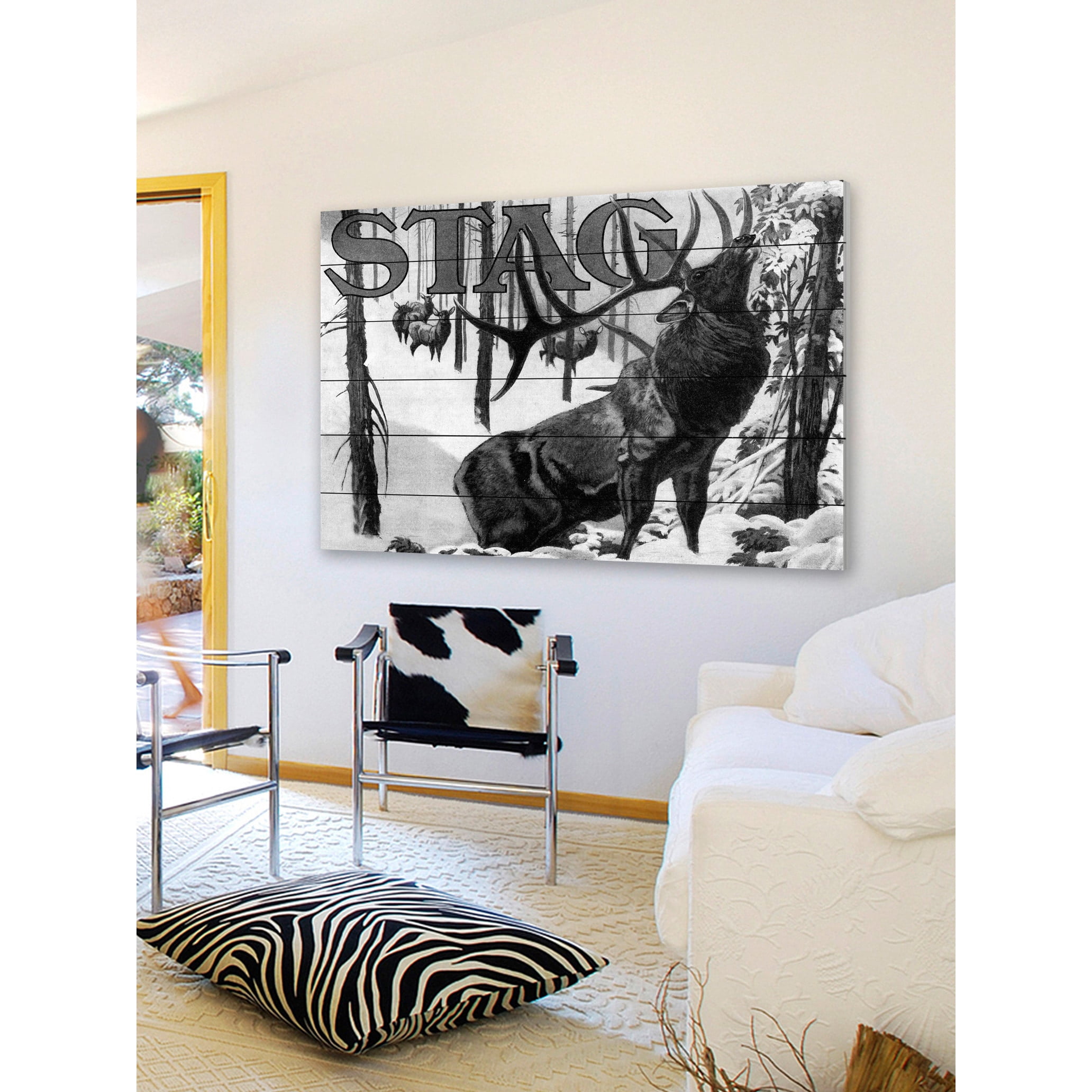 Marmont Hill "Stag" Painting Print on White Wood