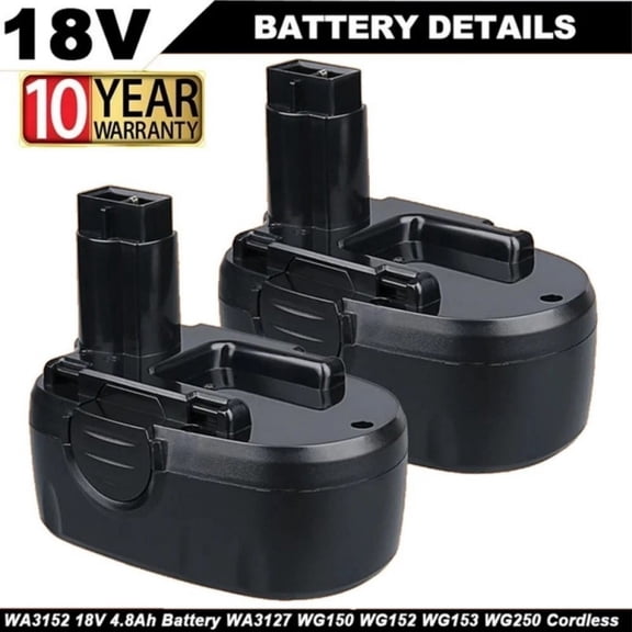 2 Packs 18V 4.8Ah Ni-MH WA3127 Replacement for Worx Battery 18V Compatible with Worx WA3127 WA3152 WG150 WG152 Cordless Power Tools
