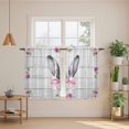 thumbnail image 2 of Spring Easter Kitchen Curtains 54 Inch Length, Watercolor Flowers Rabbits Ears Bow Wooden Gray Tiers Curtains for Bathroom Bedroom Cafe, Light Filtering Window Treatment Drapes 2 Panels 42"Wx54"L, 2 of 8