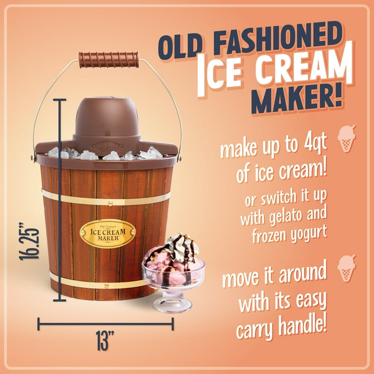 Nostalgia 4-Quart Wood Bucket Ice Cream Maker