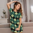 thumbnail image 5 of Salouo Green Squares Print Short Sleeve Sleepshirt for Womens Comfy Nightgown Scoopneck Cute Nightdress Ruffle -Large, 5 of 6