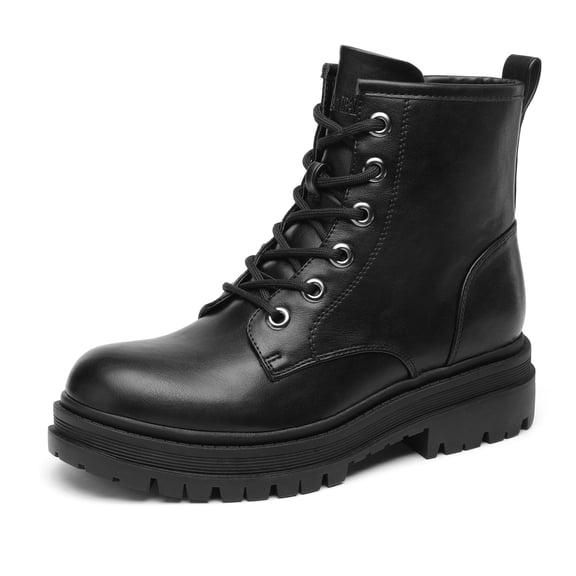 DREAM PAIRS Women Ankle Combat Boots Lace-up Fashion Soft Flat Booties Wide Width
