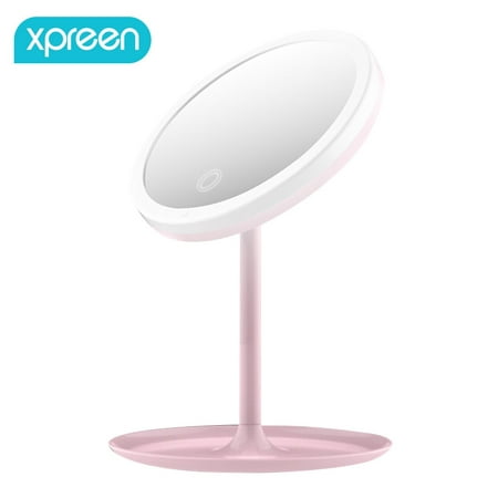 Makeup Vanity Mirror with LED Lighted Two Sided Swivel,Portable Tabletop Light up Mirrors with 8X Magnification for Home Tabletop Bathroom Shower Travel,10 inch height,White