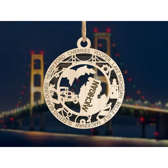 The Cabin Woodworker - Baltic Birch Wood - Michigan State Ornament - Solid Backing