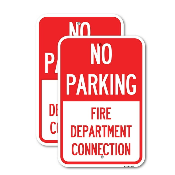 (2 Pack) No Parking Sign No Parking - Fire Department Connection | 12" X 18" Heavy-Gauge Aluminum Sign | Rust Free Aluminum, Weather Resistant, Waterproof, Fade Resistant, 2 Pre-drilled
