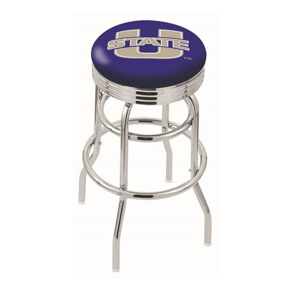Holland Bar Stool L7C3C30 NCAA Double Ring Swivel Bar Height Stool with 2.5-in Ribbed Accent Ring