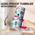 thumbnail image 5 of Leak Proof 20oz Double Wall Insulated Tumbler with Handle, Geometric Stainless Steel Travel Coffee Mug Includes Straw, 5 of 5
