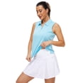 thumbnail image 3 of Xidunhg Women's Polo Shirt Quarter Zipper Golf Vest Sleeveless Quick-Drying Sports Polo Shirt Light Blue M, 3 of 7