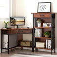 thumbnail image 4 of Leick Home 11230 Ironcraft Corner Writing/Computer Rustic Desk with Drawer and Shelf, Mission Oak and Black, 4 of 19