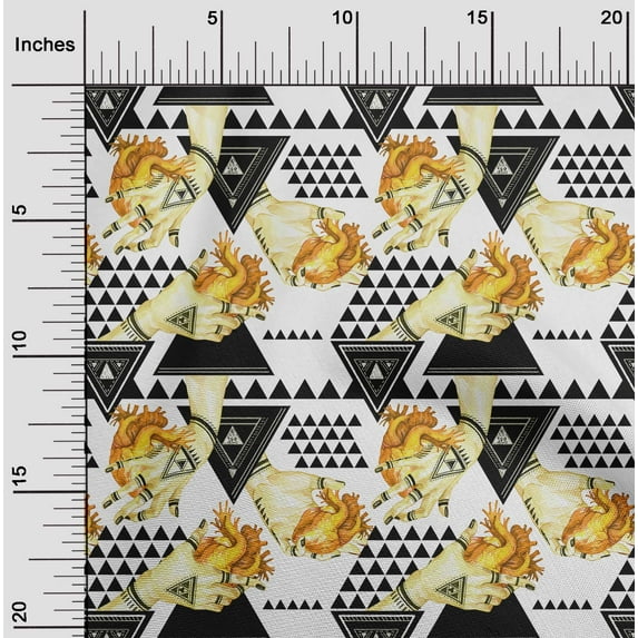 oneOone Cotton Poplin Twill Yellow Fabric Triangle Fabric For Sewing Printed Craft Fabric By The Yard 56 Inch Wide