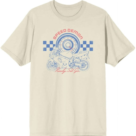 Sportsbike Race Speed Demon Natural Men's Crew Neck Short Sleeve Tee-XXL