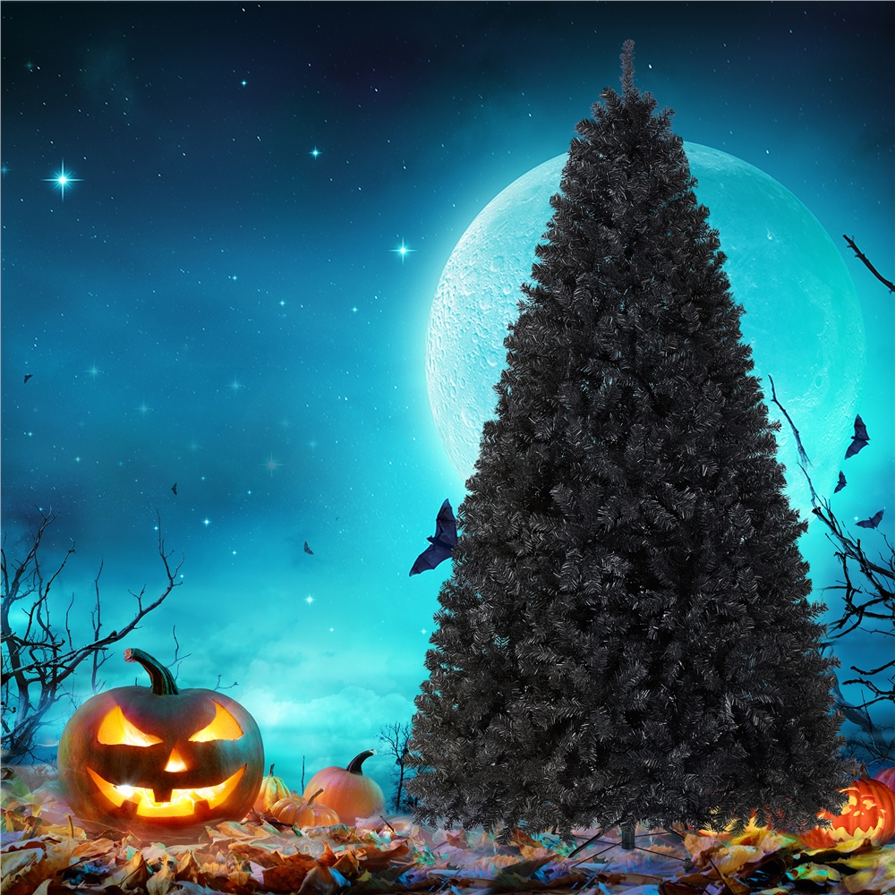 Alden Design Black Unlit Spruce Foldable Christmas Tree, 7.5'