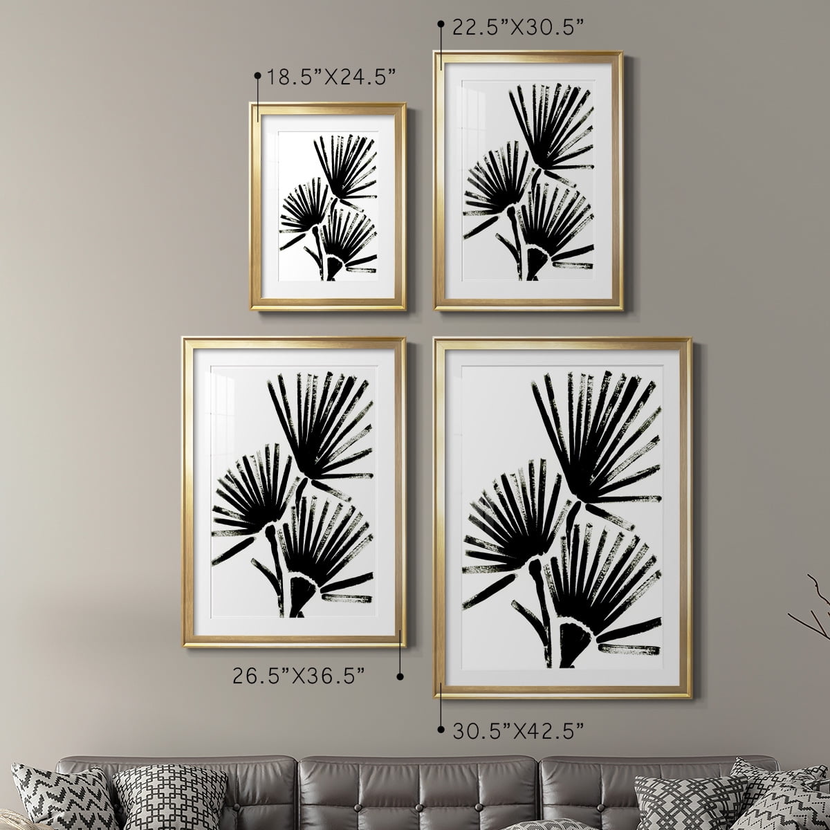 Wexford Home Fan Brush I Premium Framed Print, 18.5" x 24.5" - Ready to Hang, Gold (Set of 2)