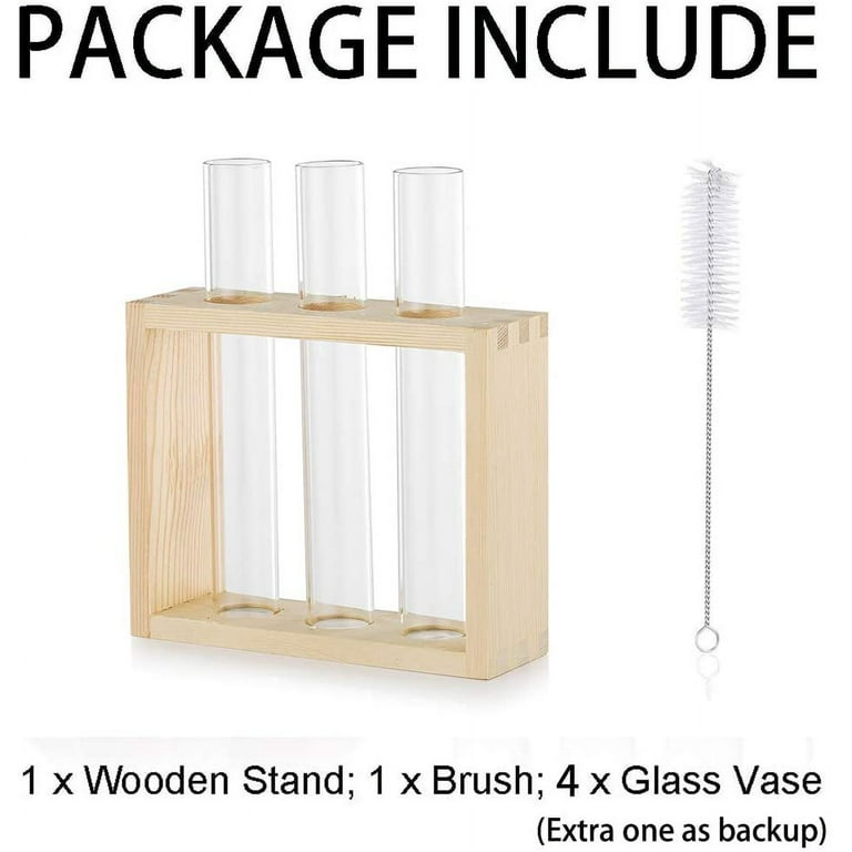 Plant Propagation Station with Cute Wooden Stand – Plant Jars with Plant Propagation Tubes - Premium Handcrafted Glass Planter – Propagation Vase