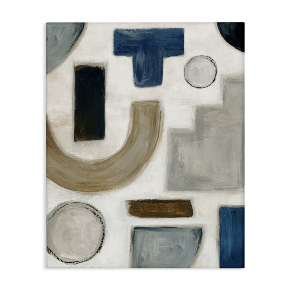 Stupell Industries Natural Tone Shapes Abstract Painting Wrapped Canvas Art Print Wall Art, 16 x 20